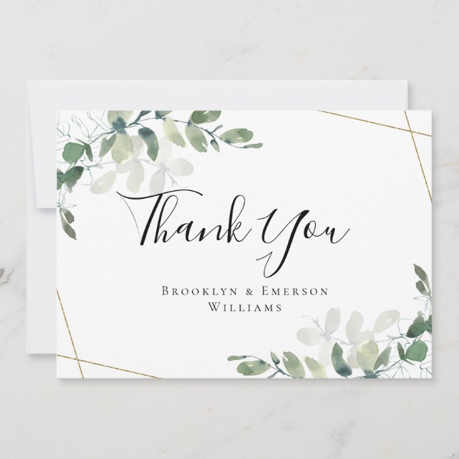 BUDGET 12x18 Eucalyptus Wedding Vielen Dank Mitteilungskarte (Vorderseite)
