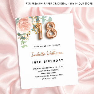 Budget 18th birthday floral rose gold eucalyptus