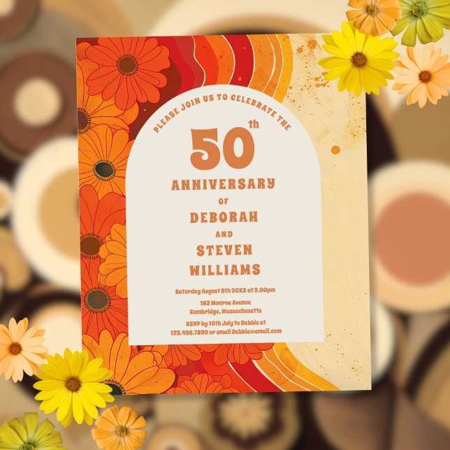 Budget 1970er 50er Jahre Einladung zum Hochzeitsta (Budget 1970s 50th Wedding Anniversary Invitation)