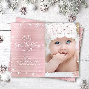 Budget 1. Urlaub Baby Foto Schneeflocken Rosa Kart