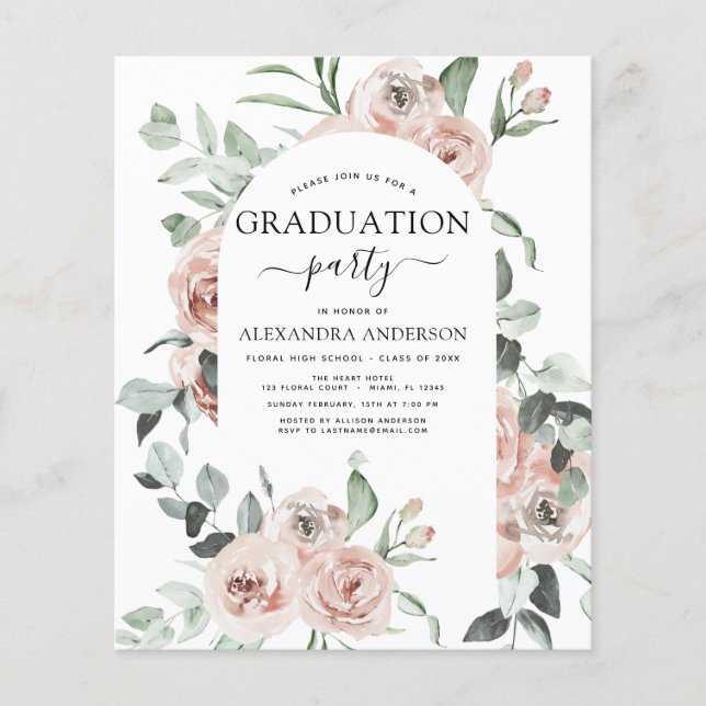 Budget 2022 Dusty Pink Graduation Floral Flyer (Vorne)