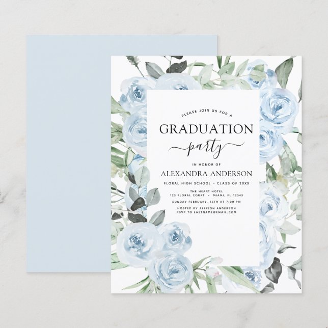 Budget 2023 Dusty Blue Graduation Floral (Vorne/Hinten)