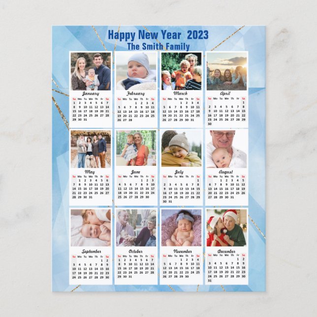 Budget 2023 Kalender Moderne Foto Blue Card Flyer (Vorne)