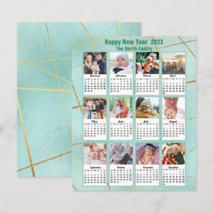 Budget 2023 Mint Green Family Foto Kalenderkarte