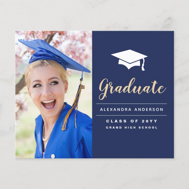 Budget 2023 Navy Blue Gold Foto Abschluss Flyer (Vorne)