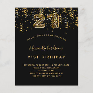 Budget 21. Geburtstag schwarzes Goldleopard-Party