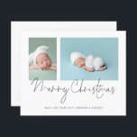 Budget 2 Foto Collage Baby Erste Weihnachten<br><div class="desc">Budget 2 Foto Collage Baby Erste Weihnachtskarte. Eine günstige BUDGET-Alternative für eine kleinere Größe von 4, 5 x 5, 6 Zoll, die ein Gewicht von 110 lbs hat, die ähnlich dick ist wie eine Postkarte (sie ist jedoch nicht als Postkarte geeignet). BITTE BEACHTEN SIE, DASS ES EINE pro Blatt gibt....</div>