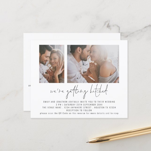 Budget 2 Foto Ersticken von QR-Code Hochzeit (Vorderseite/Rückseite Beispiel)