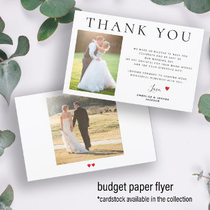 Budget 2 Fotos einfache moderne Hochzeit Danke Flyer