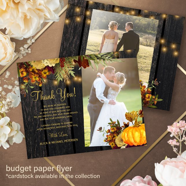 Budget 2 Fotos rustikale Fall Holz Hochzeit danke Flyer (Von Creator hochgeladen)