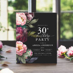 Budget 30. Geburtstag Moody Floral Einladung Flyer<br><div class="desc">Feiern Sie Ihren Meilenstein mit einer modernen, modulierenden 30. Geburtstagseinladung mit reichen Bordeaux- und Blütenfloralen. Dieses elegante Design verbindet tiefe, dramatische Farbtöne mit sanften, romantischen Akzenten und eignet sich perfekt für eine elegante und zugleich einladende Atmosphäre. Die beeindruckende Blumenstruktur verleiht dem Hotel eine Touch Luxus, während die zeitgenössische Gestaltung stilvoll...</div>