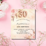 Budget 30. Geburtstag Pampas Gras Rose Einladung<br><div class="desc">Eine Rose Gold,  rot rosa rustikale Imitate metallisch aussehen Hintergrund. Die Einrichtung ist mit Rose-Gold und rosa Blumen,  Rose,  Pampas-Gras dekoriert. Personalisieren und fügen Sie einen Namen und Party-Details hinzu. Nummer 30 wird mit einem Schriftart im Ballonstil geschrieben.</div>