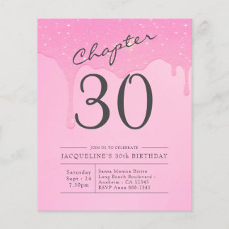 Budget 30. Geburtstag Pink Gray Einladung Flyer