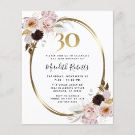 Budget 30. Geburtstag Rose Gold Party Einladung