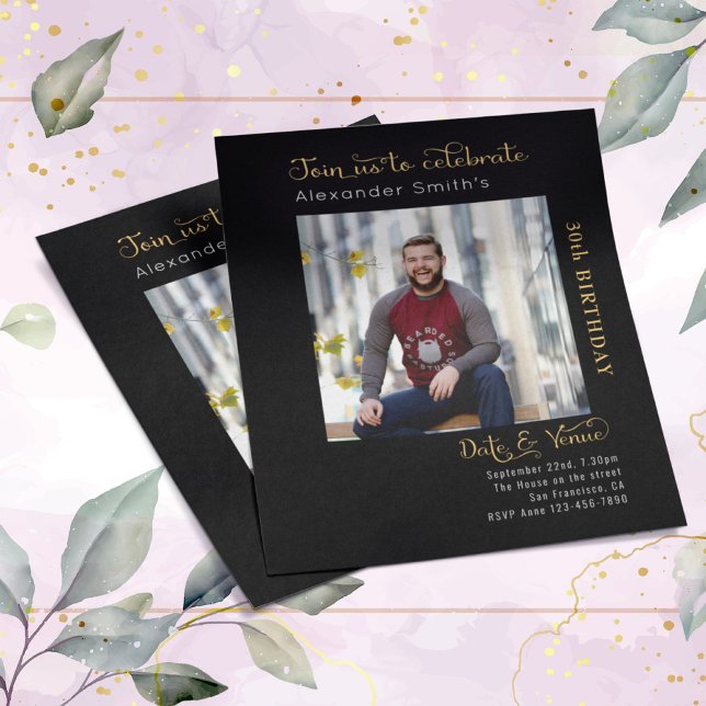 Budget 30. Geburtstag Schwarze Einladung Flyer (Von Creator hochgeladen)