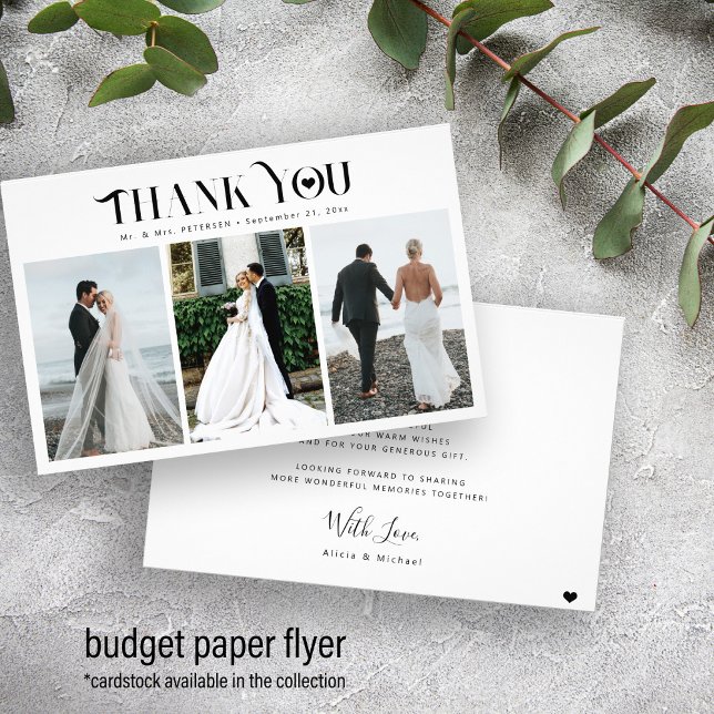 Budget 3 Foto Collage Moderne Hochzeit danke Flyer (Von Creator hochgeladen)