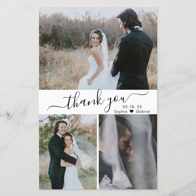 Budget 3 Foto Skript Hochzeit Vielen Dank Papier (Vorderseite)