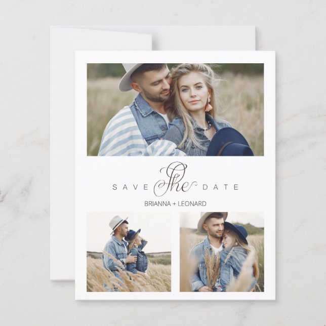 Budget 3 Fotos Couple Simple Elegant Script (Vorderseite)