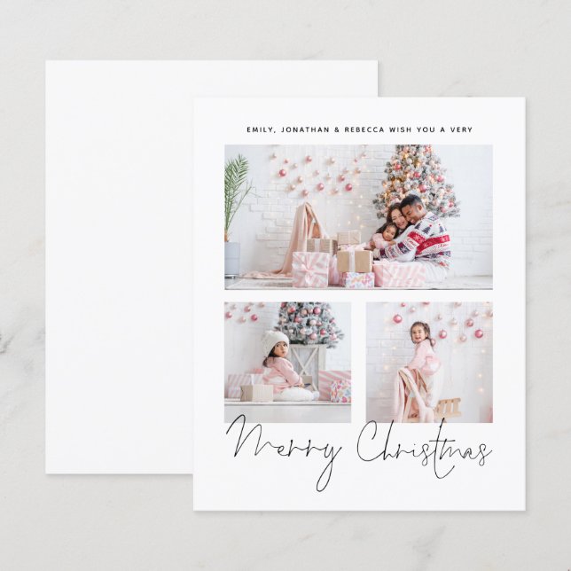 BUDGET 3 Fotos Familienskript Frohe Weihnachtskart (Vorne/Hinten)