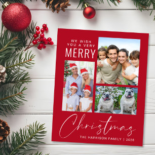 Budget 3 Photo Joyeux Noël Rouge Carte de vacances