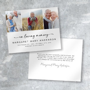 BUDGET 3 Photos Carte de remerciements de sympathi