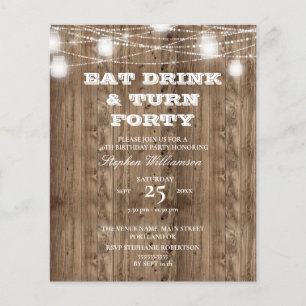 Budget 40. Geburtstag Barn Wood Eat Drink & Turn 4