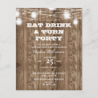 Budget 40. Geburtstag Barn Wood Eat Drink & Turn 4