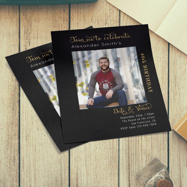 Budget 40. Geburtstag Schwarze Einladung Flyer (Von Creator hochgeladen)