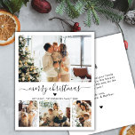 Budget 4 Foto Collage Heft Script Weihnachtskarte<br><div class="desc">Budget Elegant Modernes Schwarz-Weiß-Herz-Script 4 Foto Collage Frohe Weihnachts-Script Weihnachten Thin Card. Notiz: dünner als Postkarte! Dieses festliche Minimum vier (4) Foto Urlaubskarte Vorlage verfügt über eine hübsche Foto Collage, ein kleines doodle Herz und sagt Frohe Weihnachten! Der "Frohe Weihnachten"-Grußtext ist in einem schönen handgeschriebenen Typografie-Swash-Schwanz Schriftart in Schwarz-Weiß geschrieben....</div>