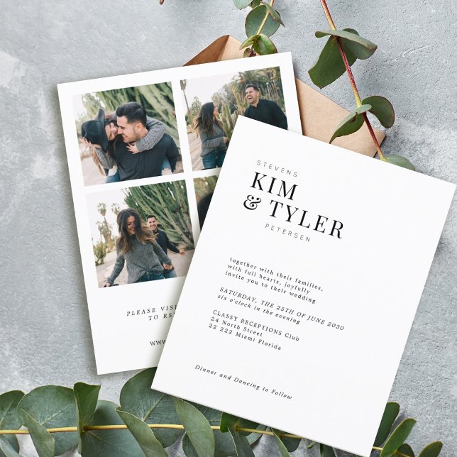 Budget 4 Foto Collage Moderne Hochzeitseinladung (Von Creator hochgeladen)