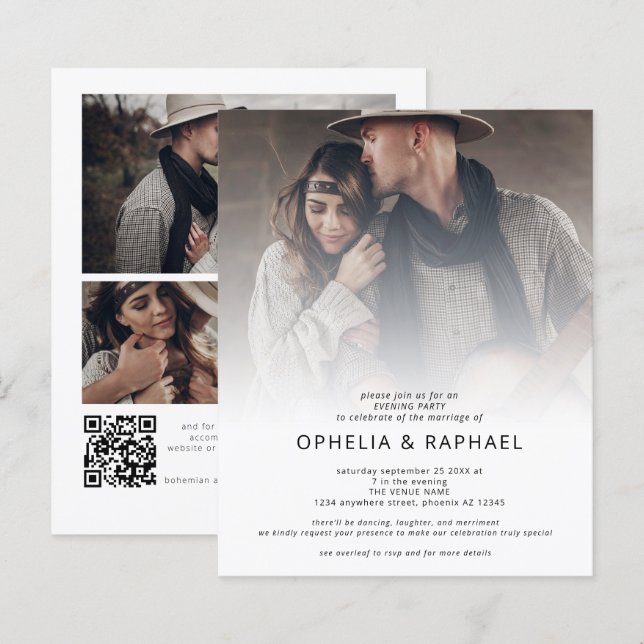 Budget 4 Foto Overlay QR Bohemisch Wedding Abend (Vorne/Hinten)