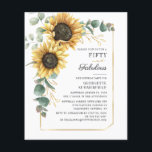 Budget 50 Fabulous Eukalyptus Sunflower Birthday<br><div class="desc">Sonnenblume Eukalyptus Floral Script Geometric 50. Geburtstag Einladung mit einer modernen boho schicken Blume und Grün mit geometrischen Rahmen auf einem weißen Hintergrund. Fügen Sie einfach die Details zum Geburtstag hinzu,  indem Sie auf die Schaltfläche "Personalisieren" klicken</div>