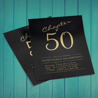 Budget 50. Geburtstag Einladung Black Gold Flyer
