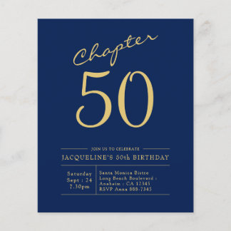 Budget 50. Geburtstag Einladung Navy Blue Flyer