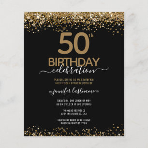 Budget 50. Geburtstag Glitter-Einladung Flyer