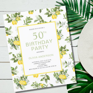 Budget 50. Geburtstag Lemon Citrus Einladung