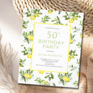 Budget 50. Geburtstag Lemon Citrus Einladung Flyer