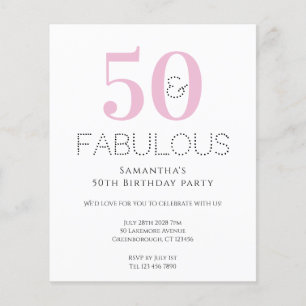 Budget 50. Geburtstag Moderne rosa Party Einladung Flyer