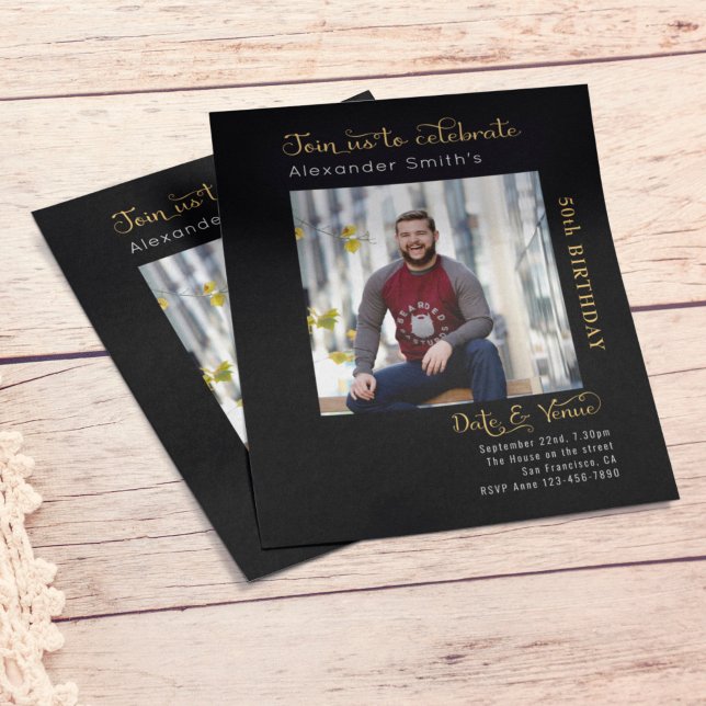 Budget 50. Geburtstag Schwarze Einladung Flyer (Von Creator hochgeladen)