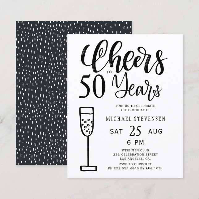 Budget 50 Jahre Einladung zum Geburtstag (Vorne/Hinten)