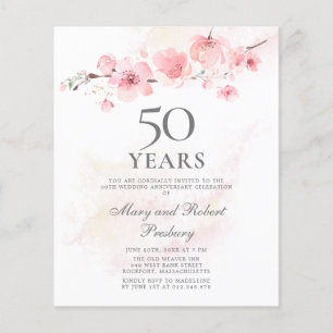 Budget 50 Jubiläum Einladung Cherry Blossom