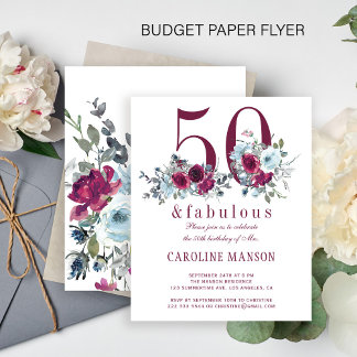 Budget 50 und fabelhafte Blumengeburtseinladung Flyer