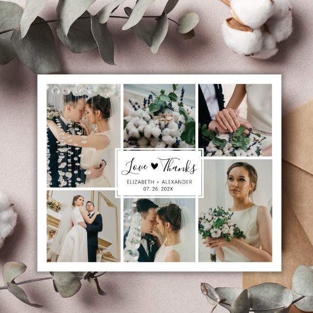 Budget 5 Foto Collage Wedding Danke Postcard Postkarte (Von Creator hochgeladen)