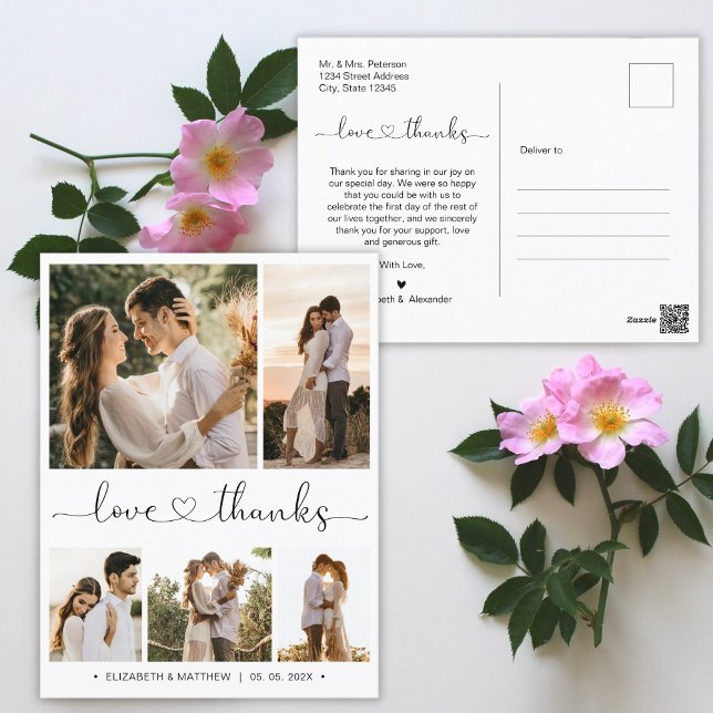 Budget 5 Photo Collage Mariage Merci carte postale (Créateur téléchargé)