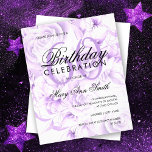 Budget 60. Geburtstag Blumenladen Lila einladen Flyer<br><div class="desc">Elegante 60. Geburtstagsparty Lila Einladung Vorlage.</div>