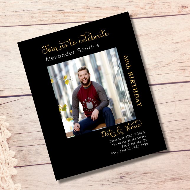 Budget 60. Geburtstag Schwarze Einladung Flyer (Von Creator hochgeladen)