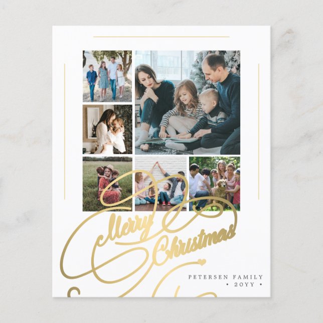 Budget 6 Fotos Weihnachtskarte Flyer (Vorne)