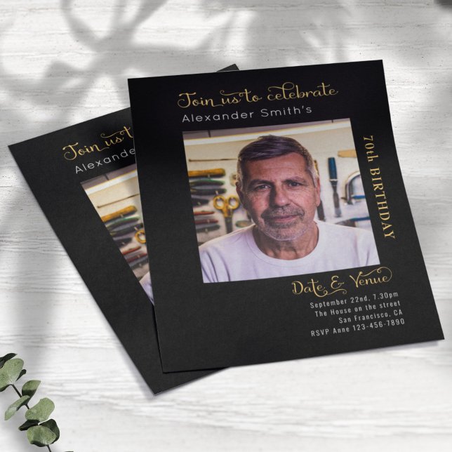 Budget 70. Geburtstag Schwarze Einladung Flyer (Von Creator hochgeladen)