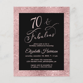 Budget 70. Geburtstagsparty Elegante Rose Gold Flyer