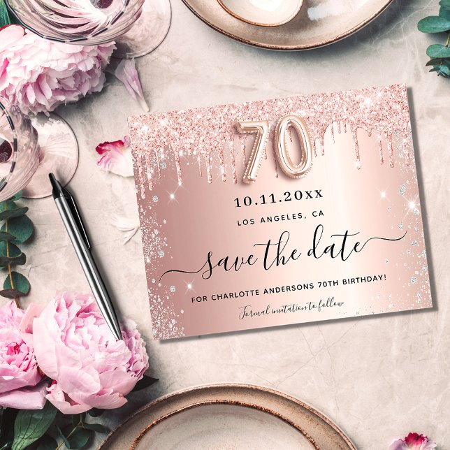 Budget 70. Rose Save the Date Karte (Von Creator hochgeladen)